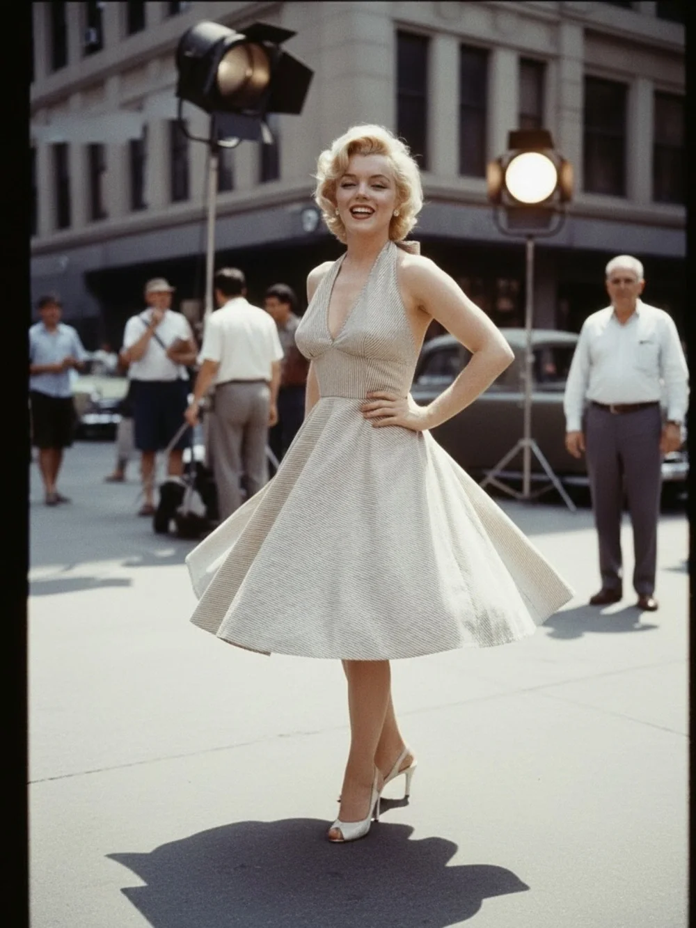 J. Crew‎ Dress White Black Pinstripe Pin Up